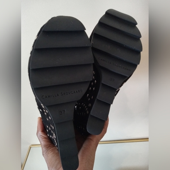 Camilla Skovgaard Black Suede Studded Wedge Ankle Boots - Picture 10 of 13